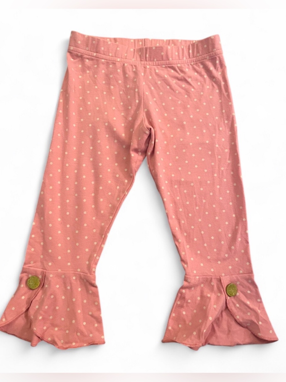 NWT Matilda Jane Pink Polka Dot Ruffle Pull On Leggings Girls Size 4
